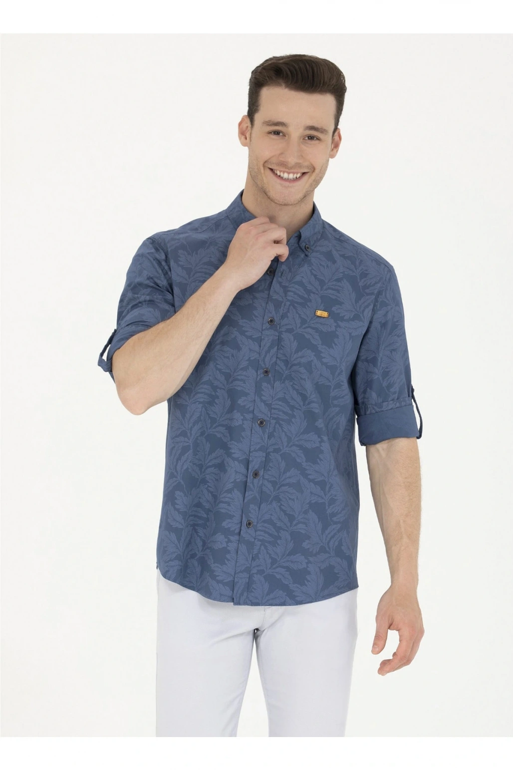 U.S. Polo Assn. Comfort Fit Düğmeli Yaka Lacivert Erkek Gömlek REGGAR