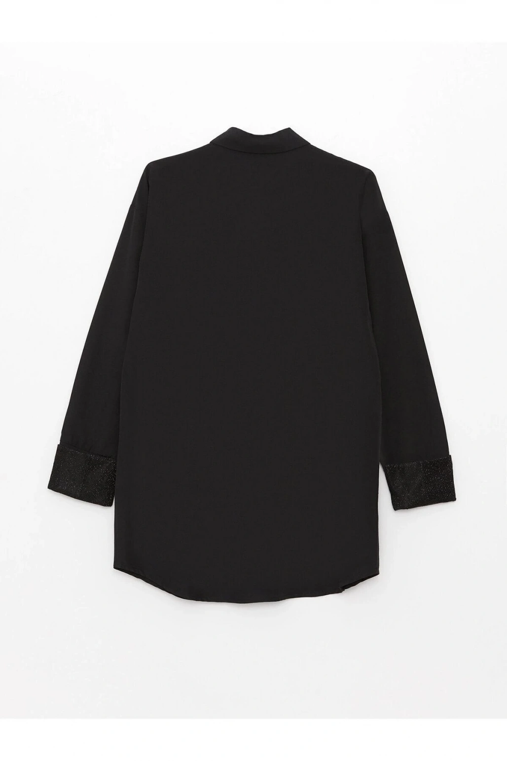 Gömlek Yaka Düz Uzun Kollu Oversize Poplin Kadın Tunik