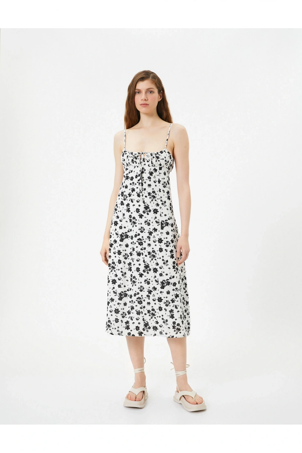 4sal80005ıw 9d9 Siyah Desenli Genç Kız Dokuma Elbise