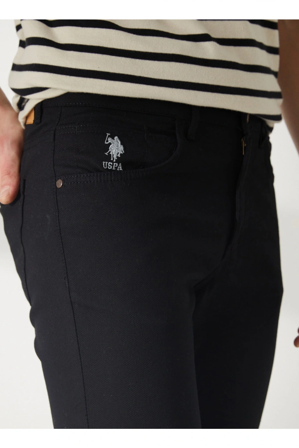 G081GL078 Dernest23Y 1600054 Us Polo Assn Erkek Kanvas Pantolon Siyah