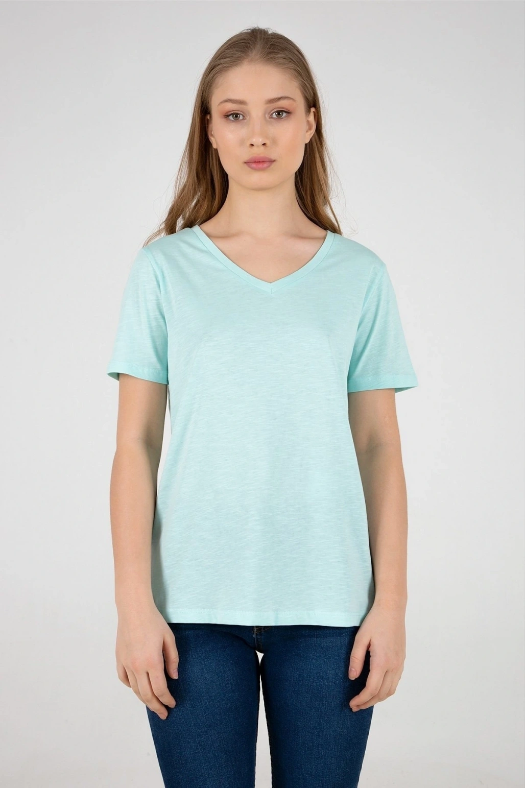 Kadın V Yaka Tshirt