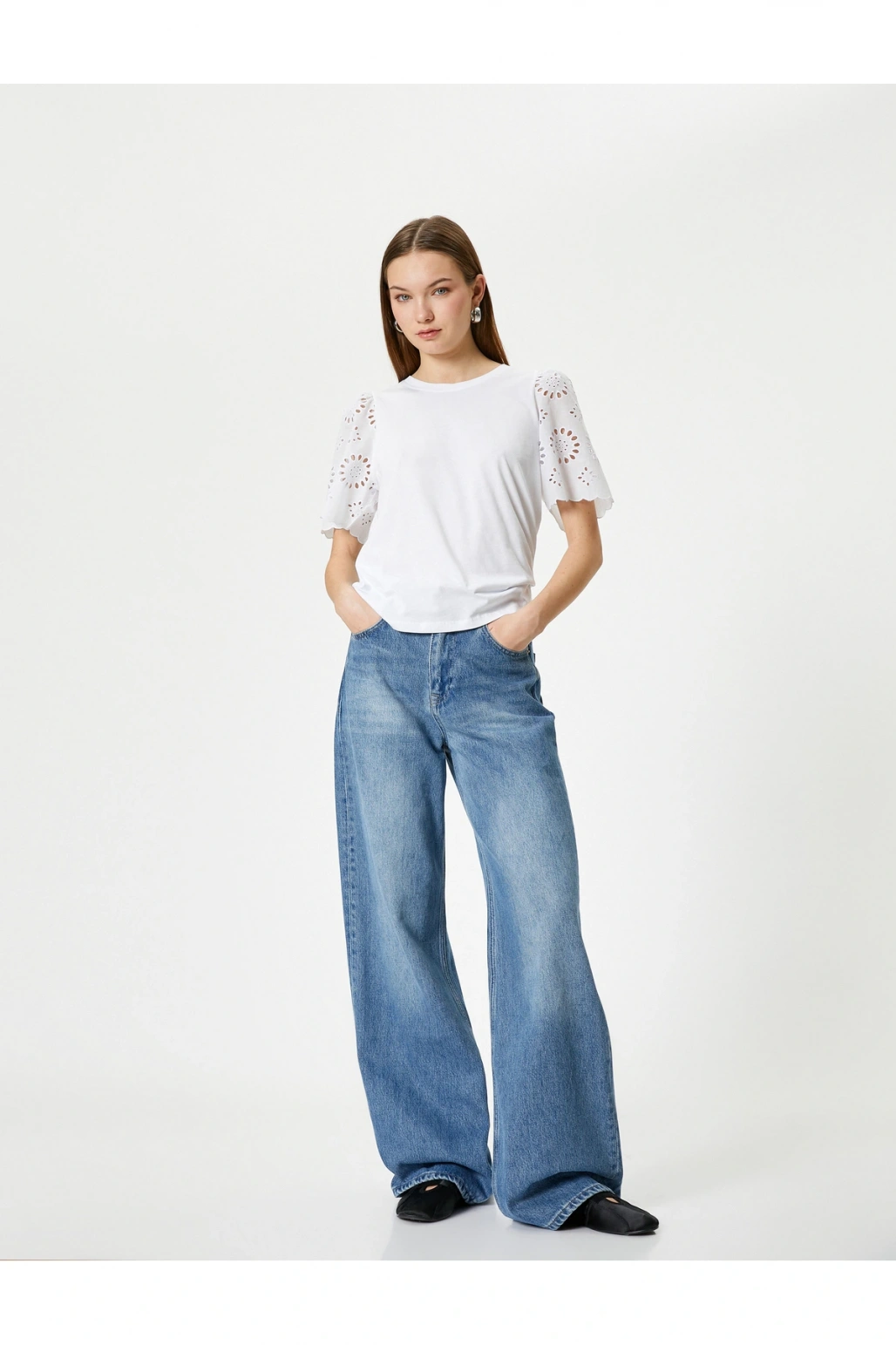 Kolları Fistolu Tişört Kısa Kollu Bisiklet Yaka