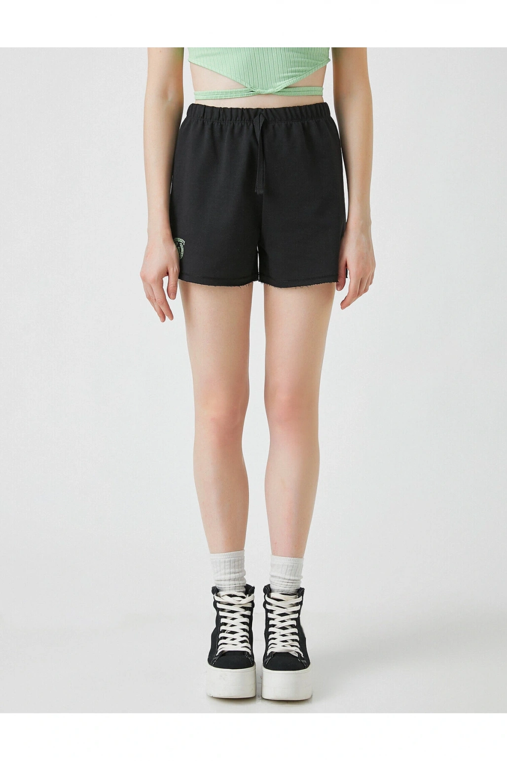 Beli Lastikli Baskılı Şort