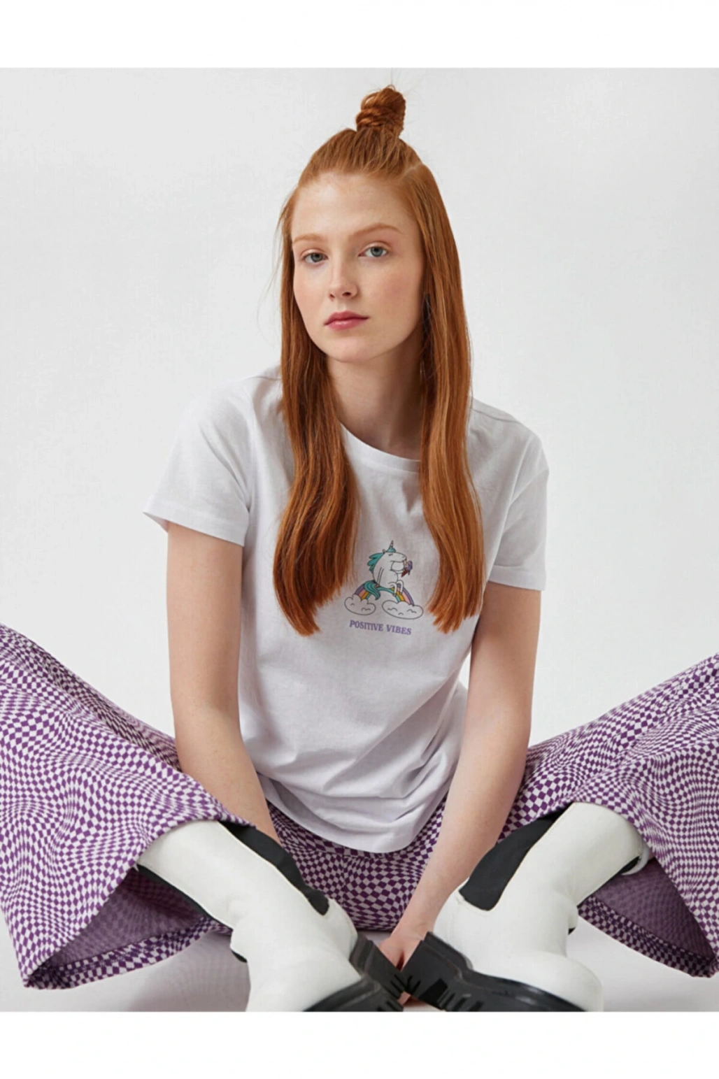 Kadın Beyaz Baskılı Tshırt