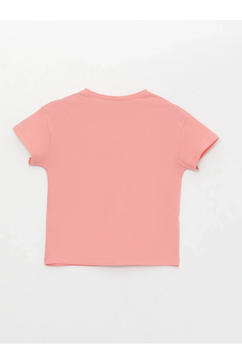 Bisiklet Yaka Kısa Kollu Nostaljik Maymun Baskılı Kız Bebek Tişört