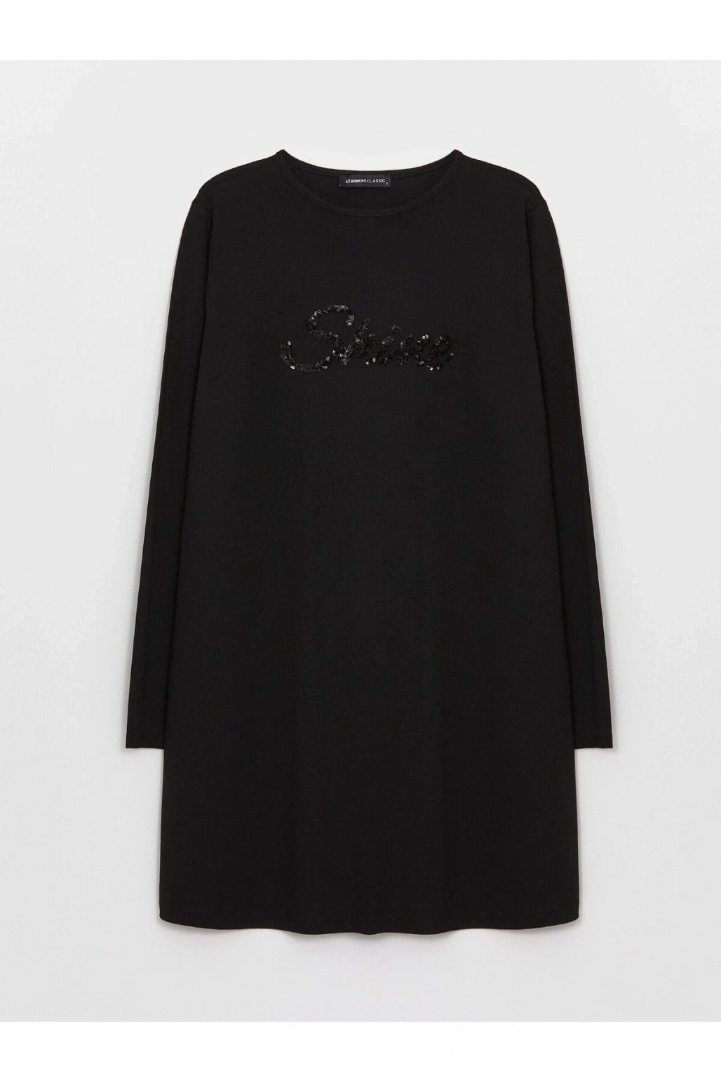 Bisiklet Yaka Payet İşlemeli Uzun Kollu Kadın Tunik