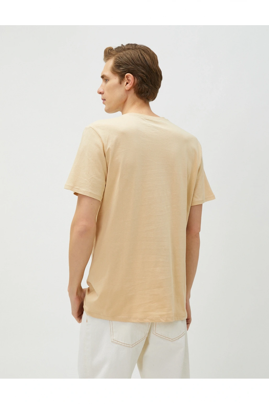 Kolej Tişört Baskılı Kısa Kollu Dar Kesim Bisiklet Yaka