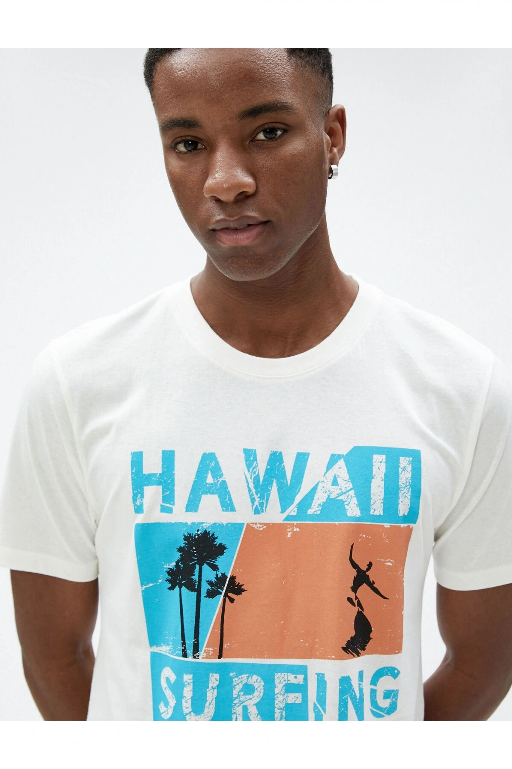 Slogan Baskılı Tişört Bisiklet Yaka Dar Kesim Pamuklu