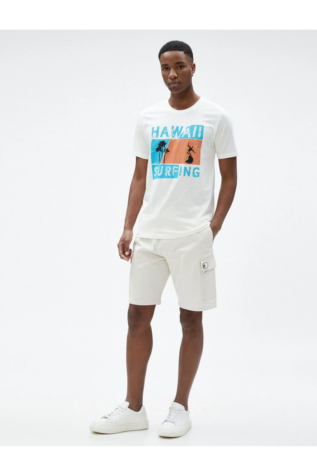 Slogan Baskılı Tişört Bisiklet Yaka Dar Kesim Pamuklu