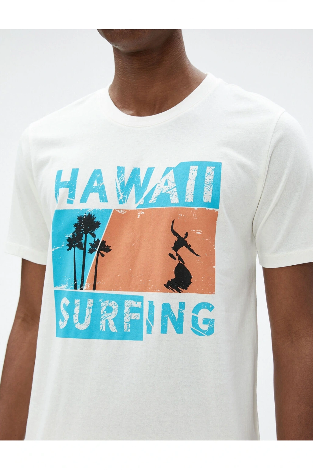 Slogan Baskılı Tişört Bisiklet Yaka Dar Kesim Pamuklu