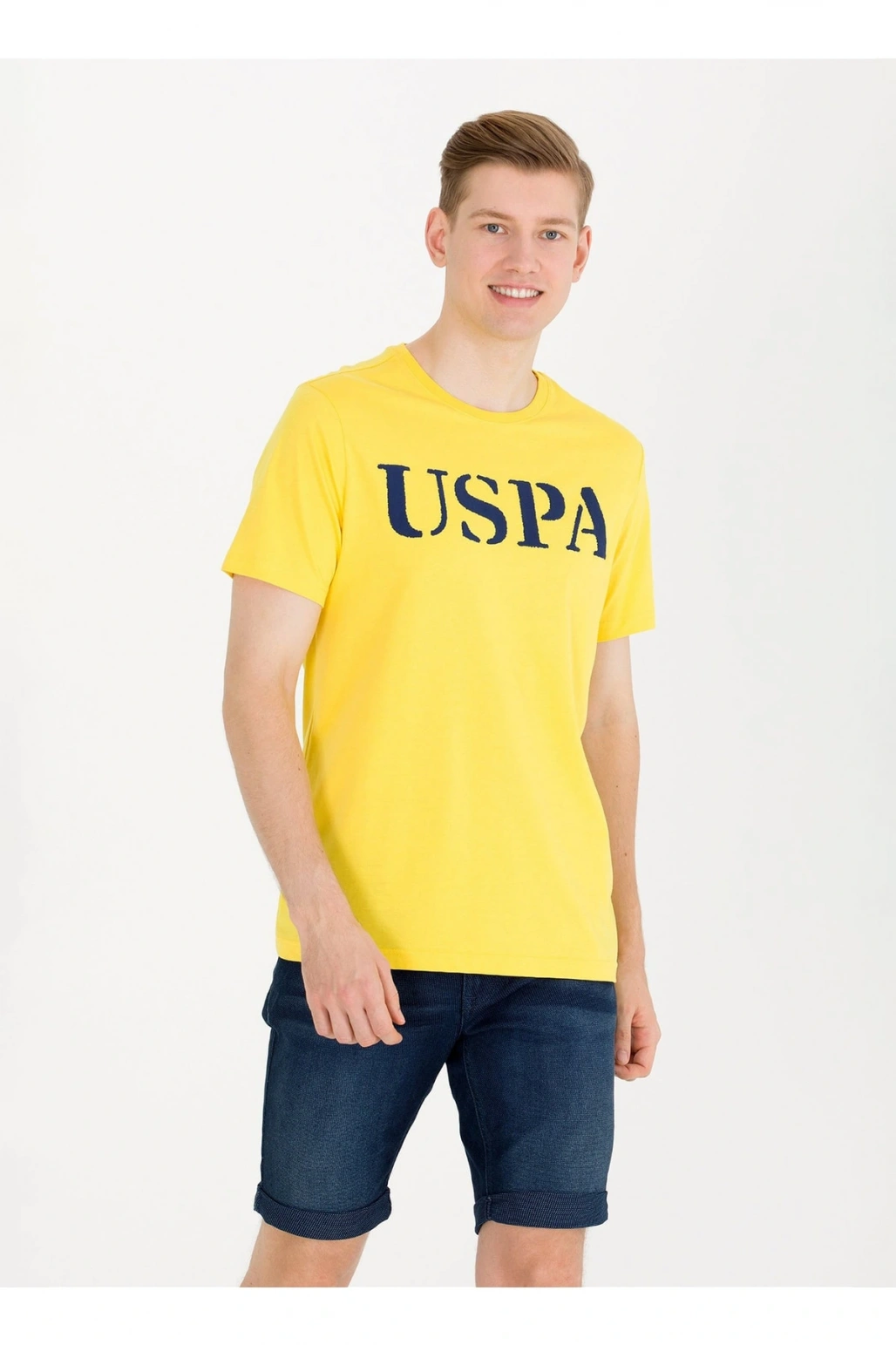 Bisiklet Yaka Koyu Sarı Erkek T-shirt Geartıy023