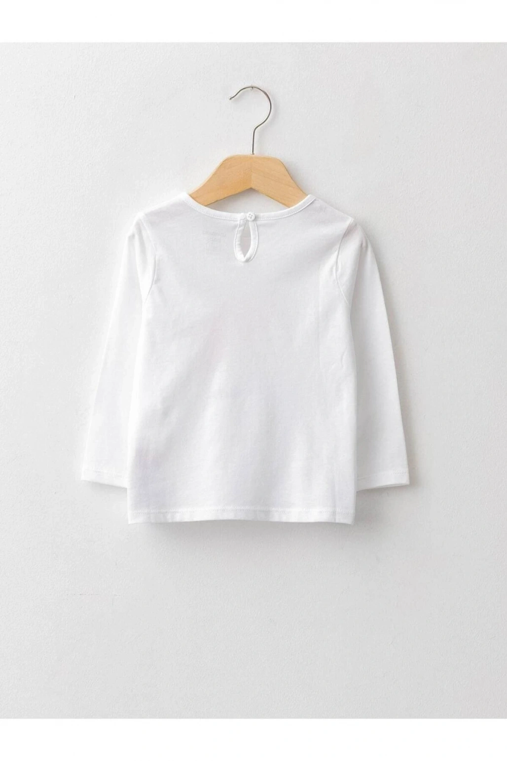 LCW baby Bisiklet Yaka Uzun Kol Baskılı Pamuklu Kız Bebek Tişört