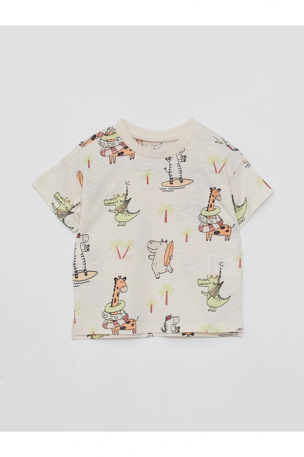 Bisiklet Yaka Kısa Kollu Baskılı Pamuklu Erkek Bebek Tişört 2li