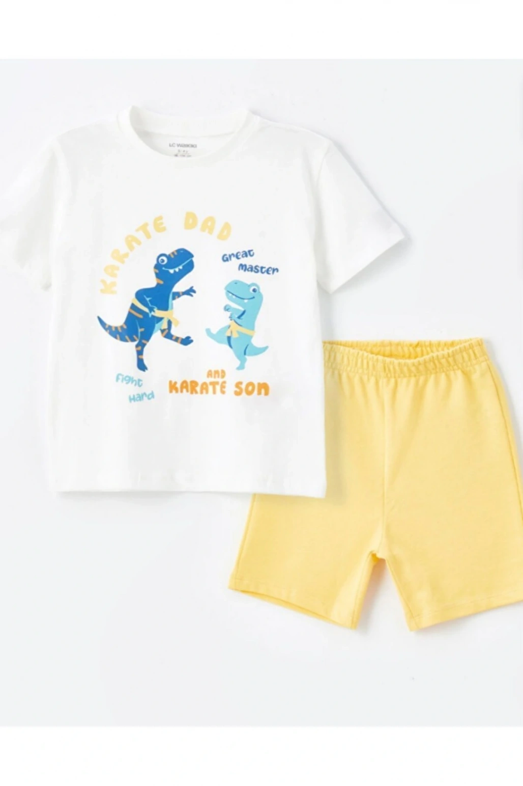 Bisiklet Yaka Baskılı Erkek Bebek Tişört ve Şort 2li Takım