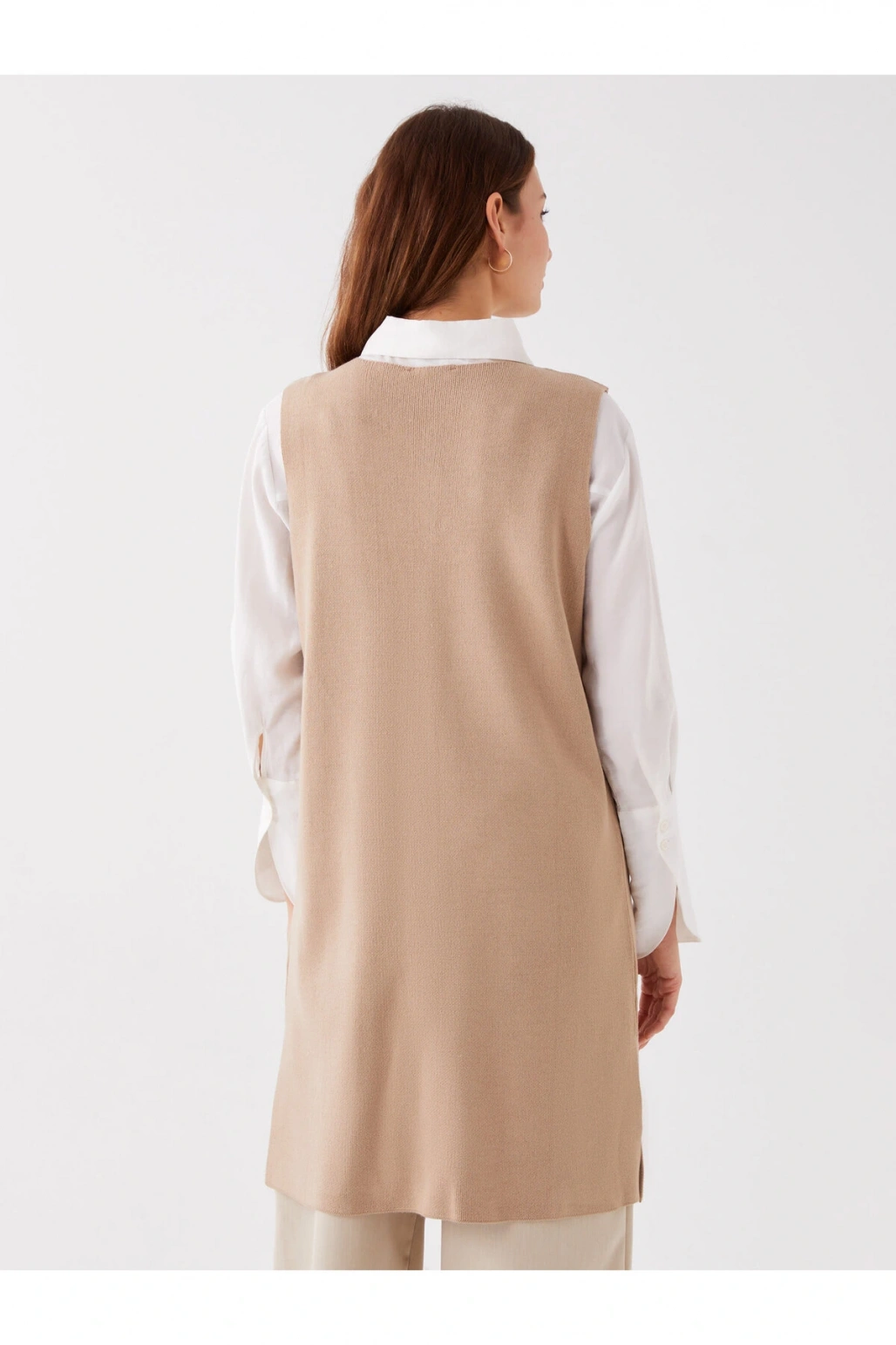 Bisiklet Yaka Düz Kadın Triko Yelek