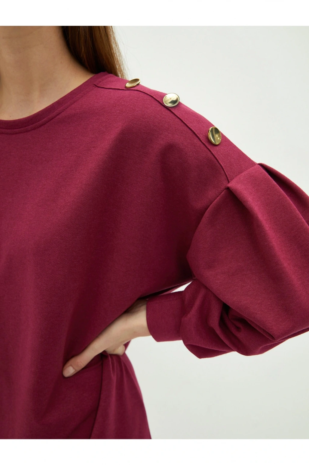 Bisiklet Yaka Düz Uzun Kollu Kadın Elbise