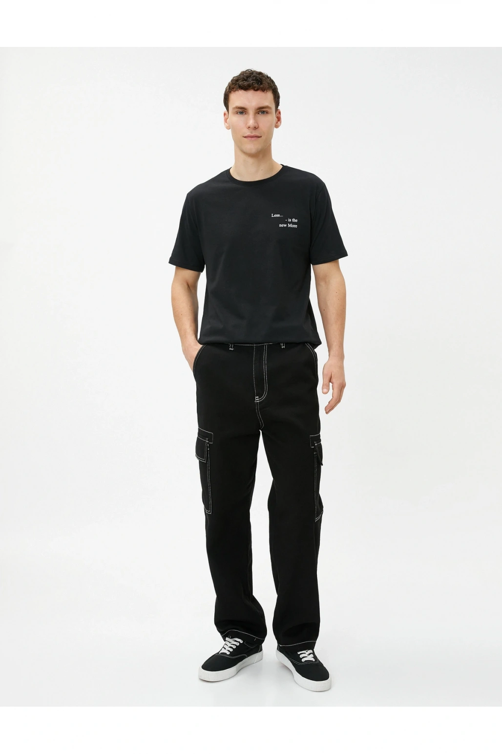 Slogan Baskılı Tişört Bisiklet Yaka Kısa Kollu Pamuklu