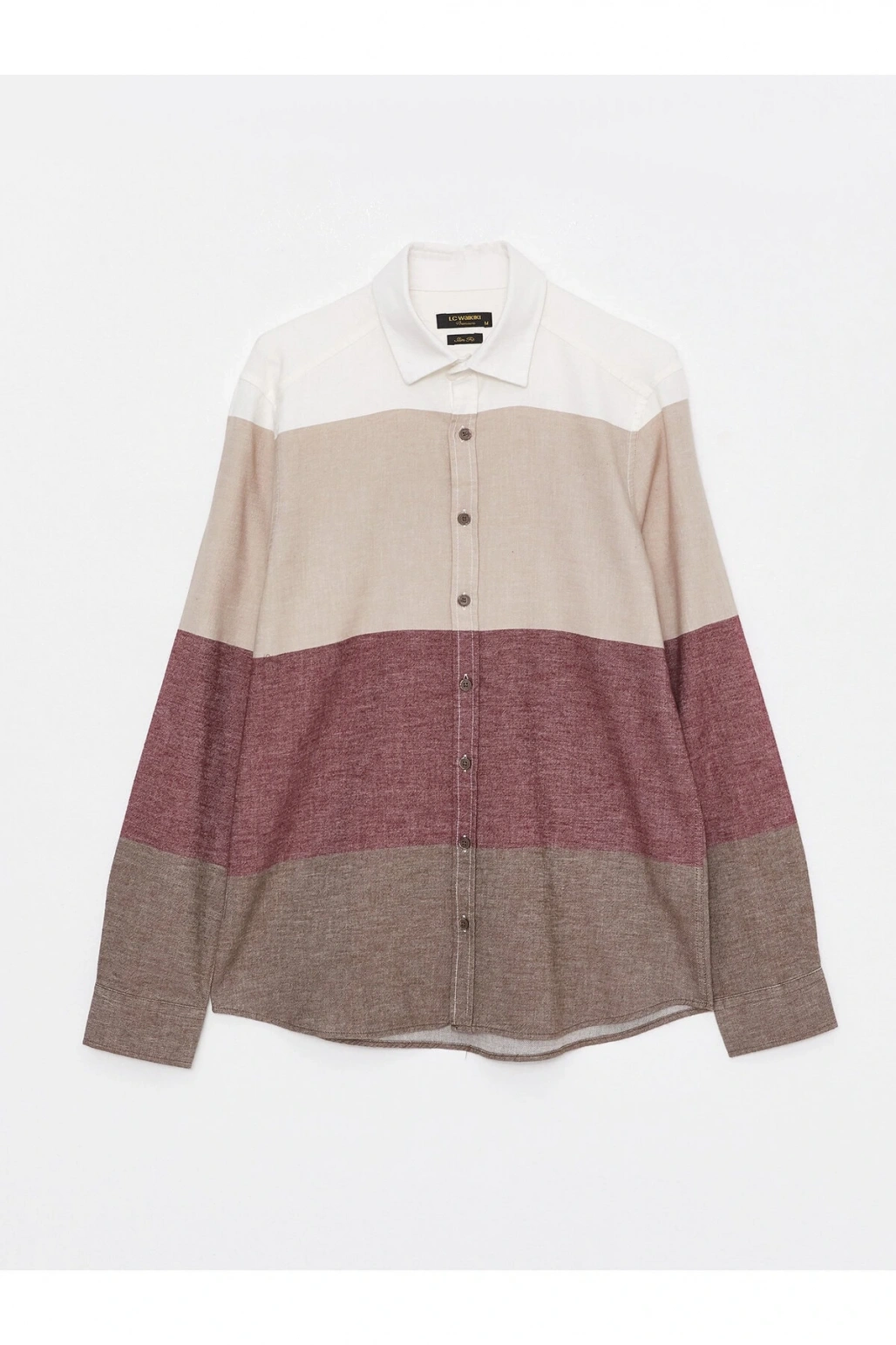 Slim Fit Uzun Kollu Renk Bloklu Erkek Gömlek