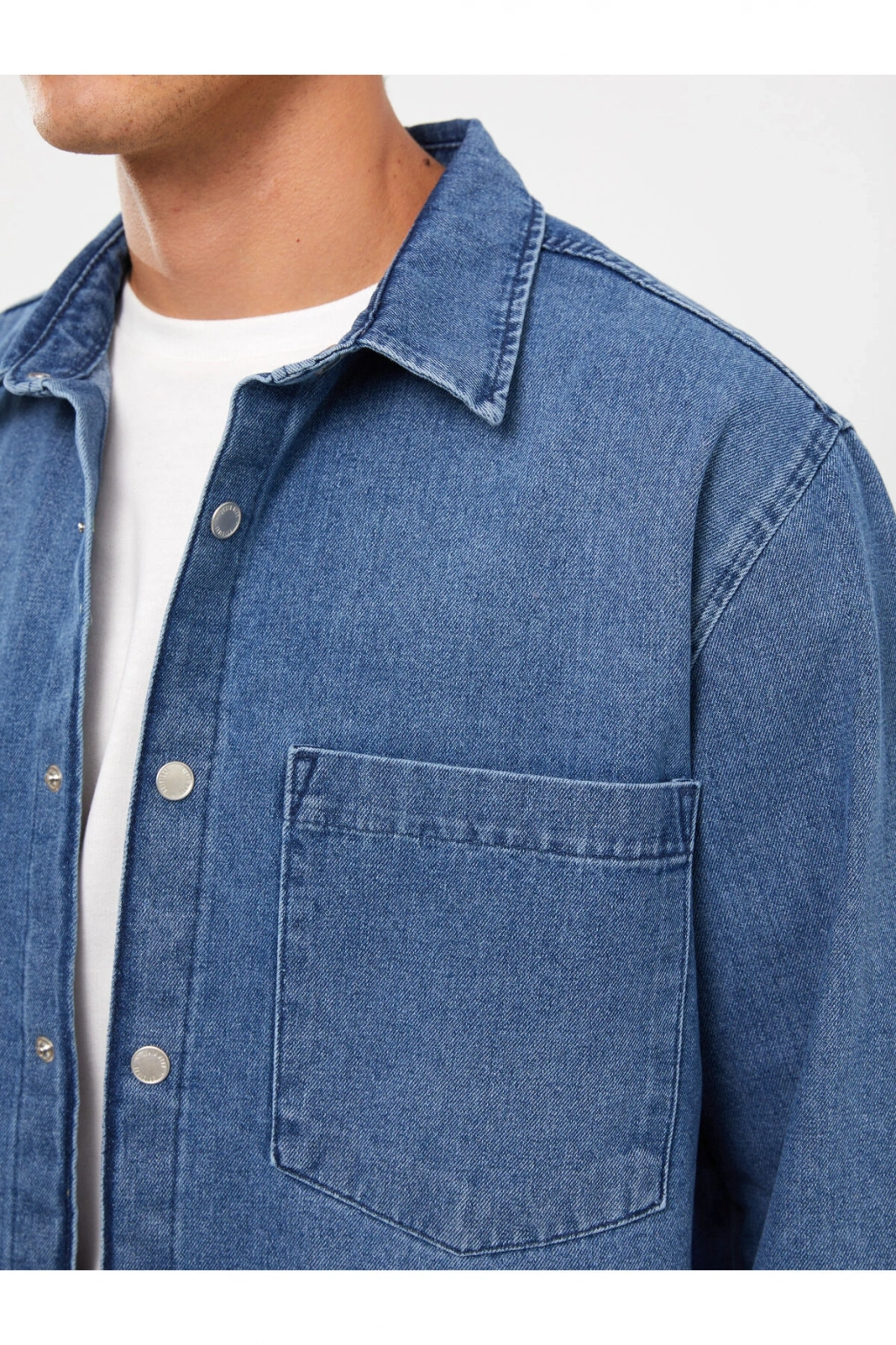 Regular Fit Uzun Kollu Erkek Jean Gömlek