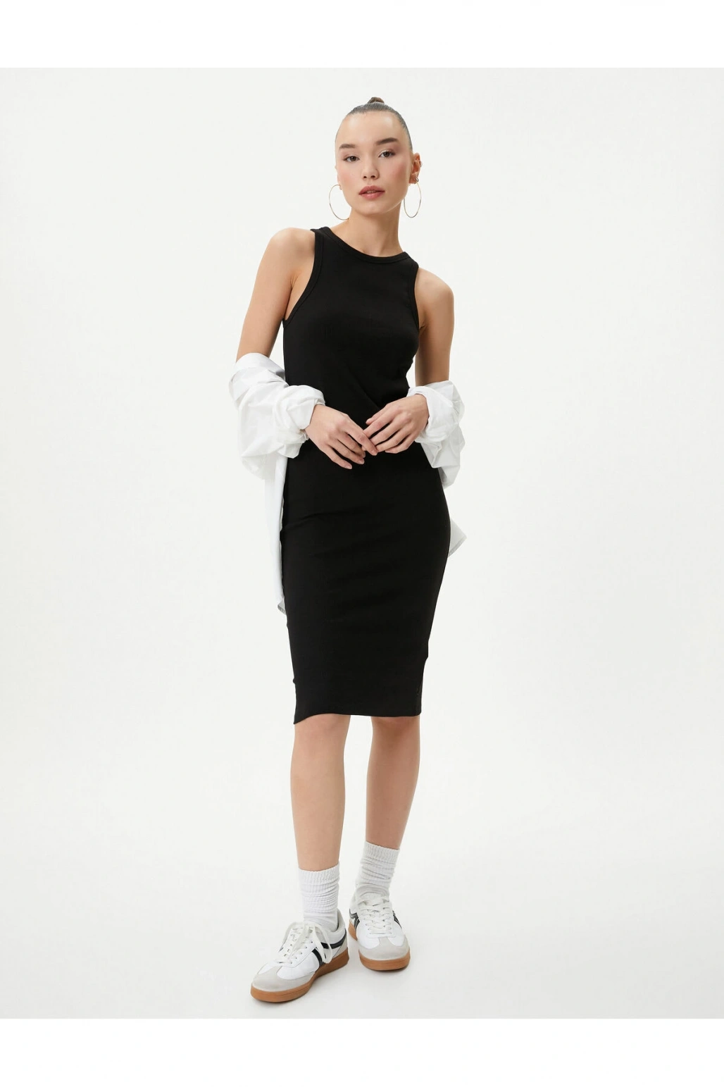 Kalem Elbise Halter Yaka Pamuklu Fitilli