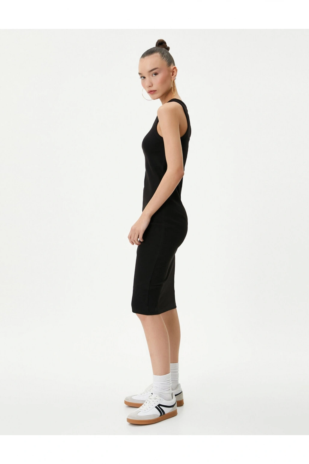 Kalem Elbise Halter Yaka Pamuklu Fitilli