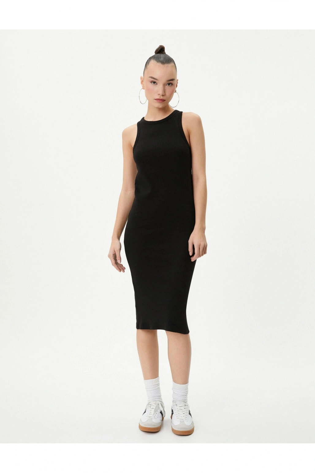 Kalem Elbise Halter Yaka Pamuklu Fitilli