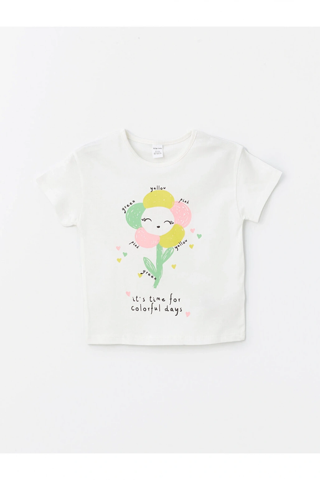 Bisiklet Yaka Baskılı Kısa Kollu Kız Bebek Tişört