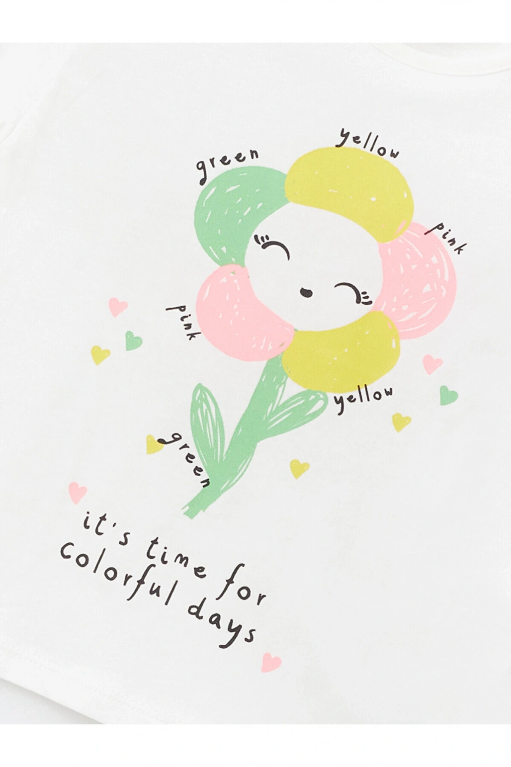 Bisiklet Yaka Baskılı Kısa Kollu Kız Bebek Tişört