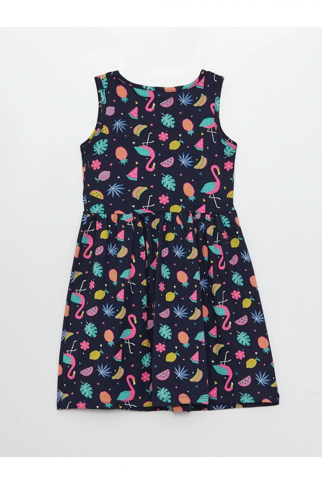 Bisiklet Yaka Baskılı Kız Çocuk Elbise