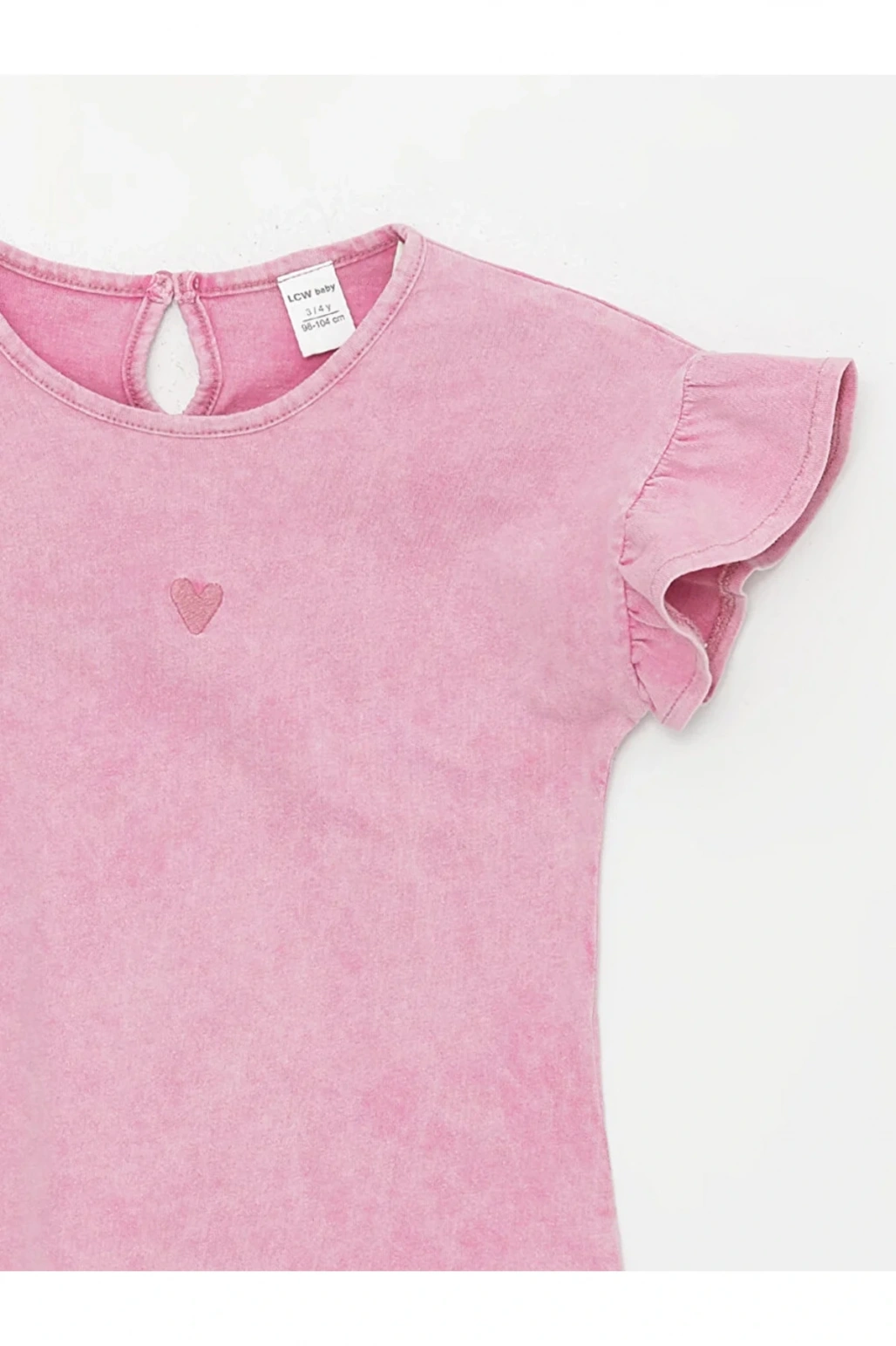 LCW baby Bisiklet Yaka Nakışlı Kız Bebek Tişört
