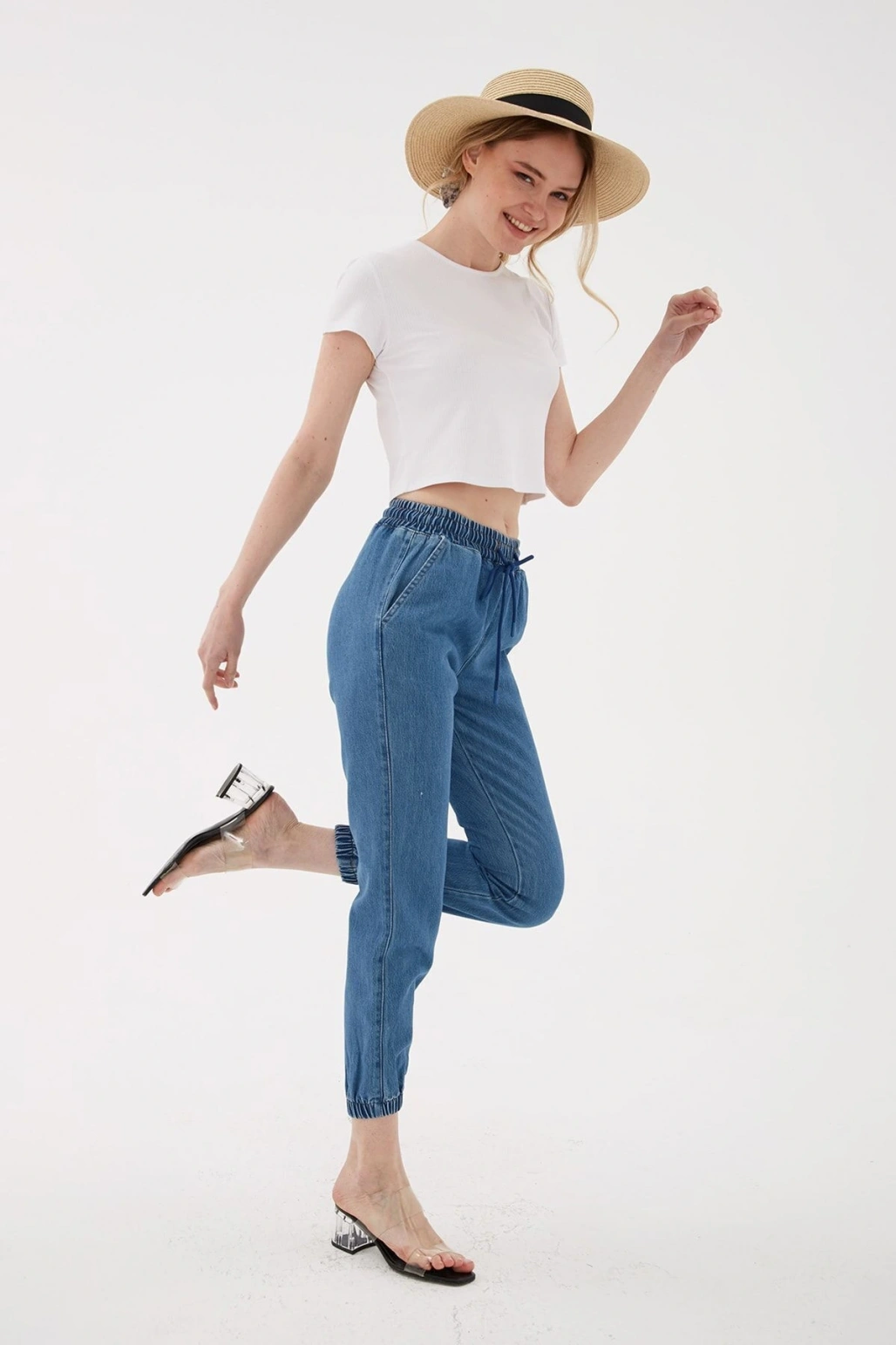 Pamuklu Cepli Normal Bel Jogger Jeans Kot Pantolon 23y0708k1