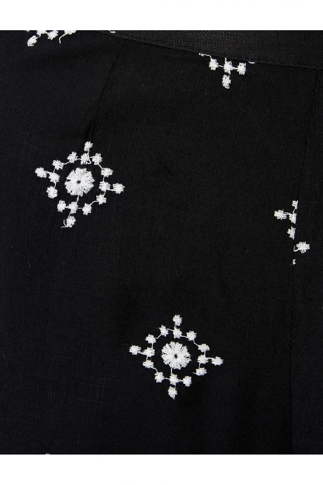 Viskon Pantolon Nakışlı Beli Lastikli Geniş Paça