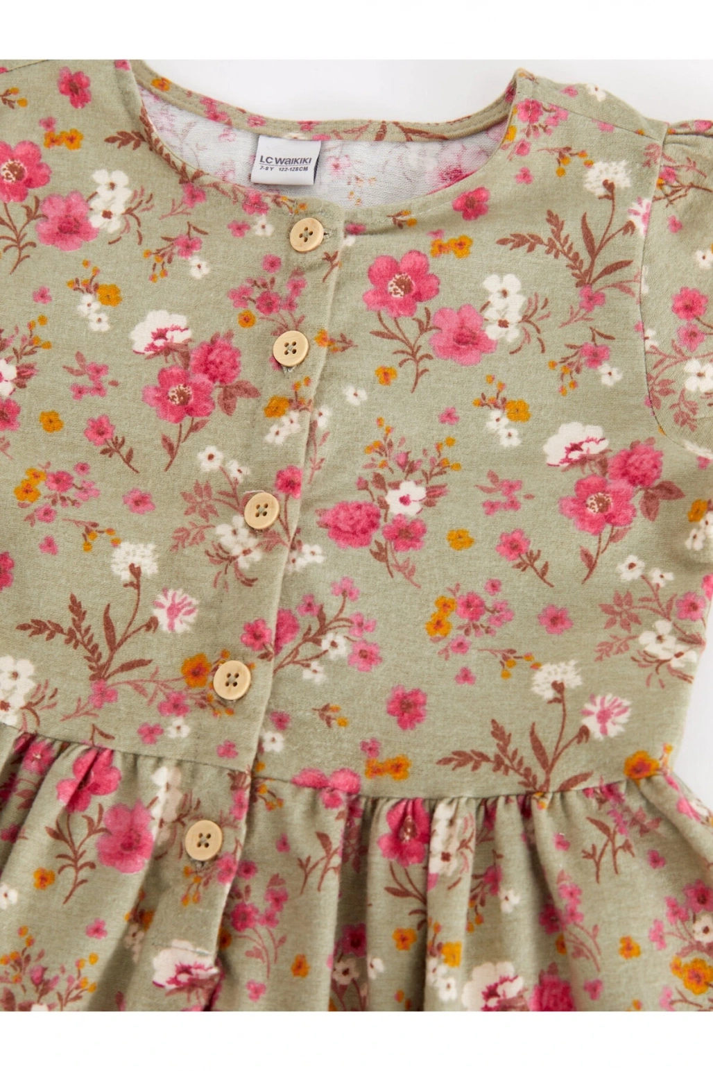 Bisiklet Yaka Desenli Uzun Kollu Kız Çocuk Elbise