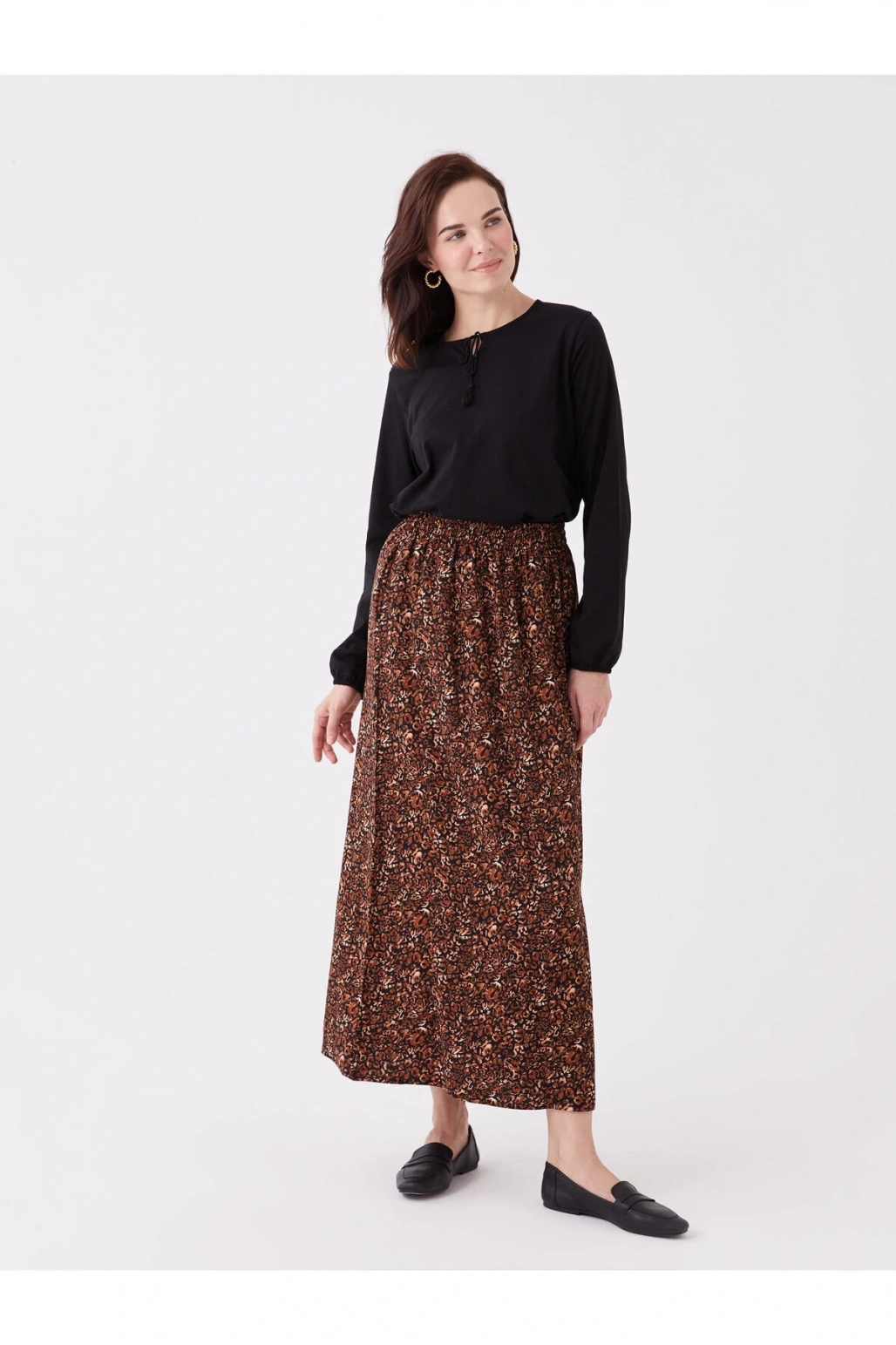 Beli Lastikli Desenli Belmando Kadın Etek