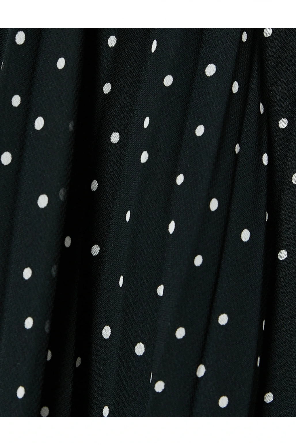 Yüksek Bel Tül Astarlı Pileli Puantiyeli Midi Etek