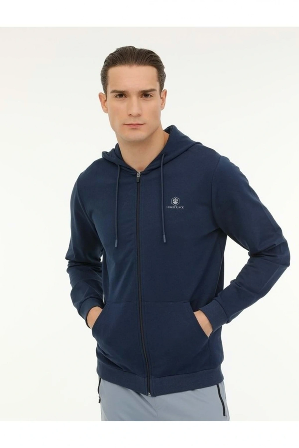 M-sn72 Basıc Full Zıp Hoo Fermuarlı Erkek Kapüşonlu Sweatshirt