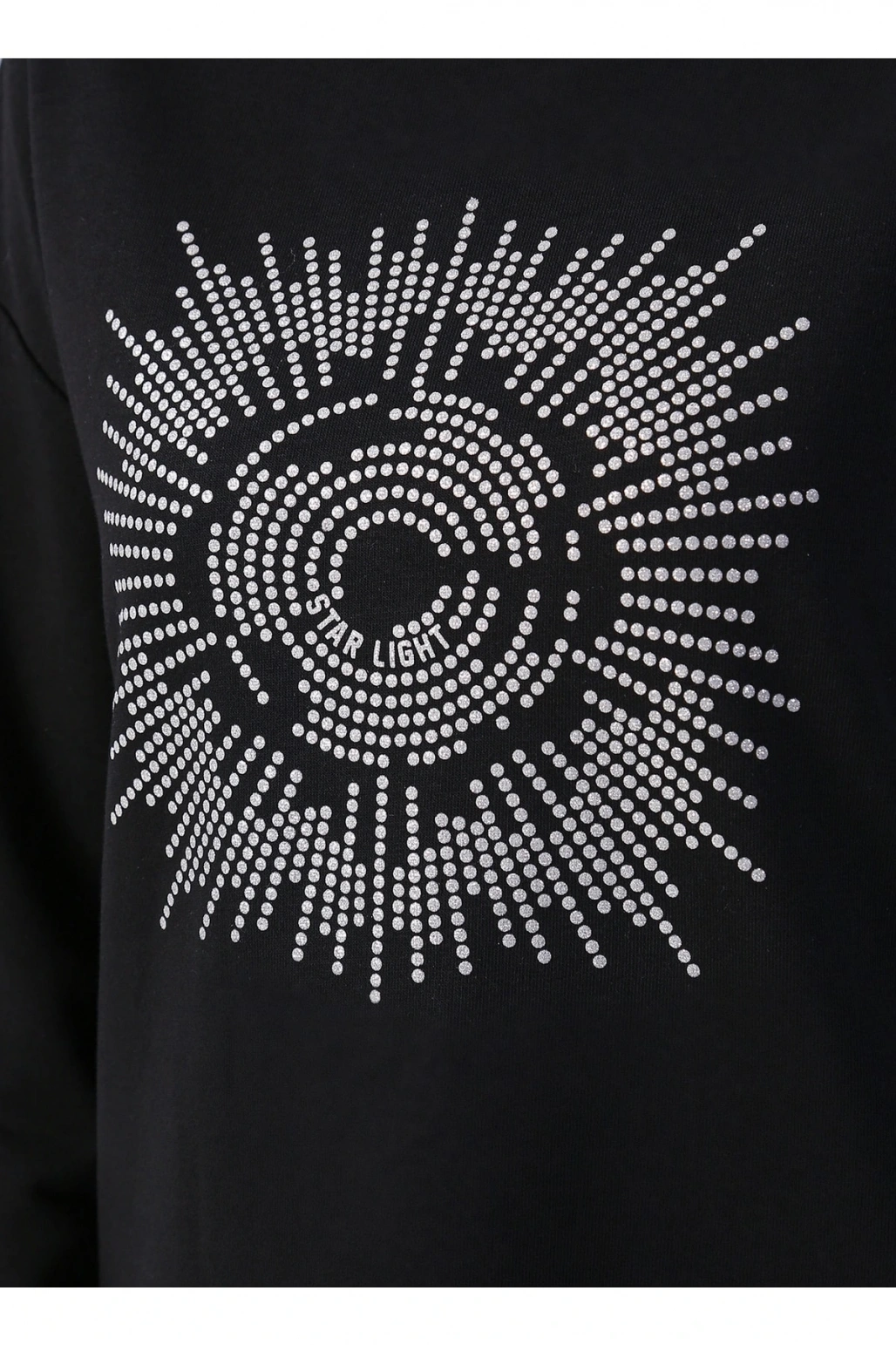 Bisiklet Yaka Taşlı Siyah Kadın Sweatshırt 22k0062k1