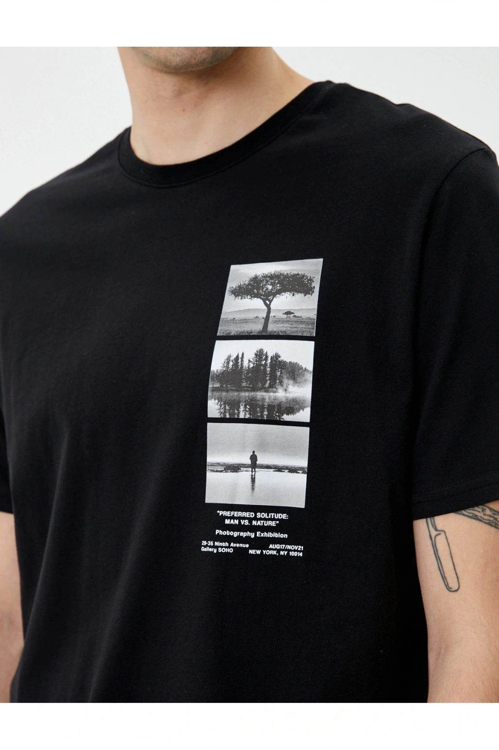 Baskılı Tişört Bisiklet Yaka Kısa Kollu Pamuklu