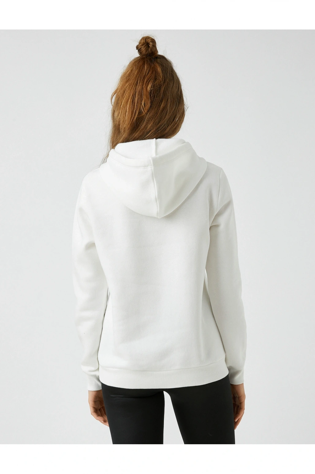 Kedi Baskılı Kapüşonlu Sweatshirt Uzun Kollu Içi Polarlı