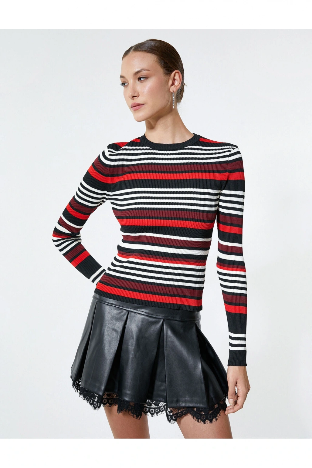 Triko Kazak Bisiklet Yaka Uzun Kollu Fitilli