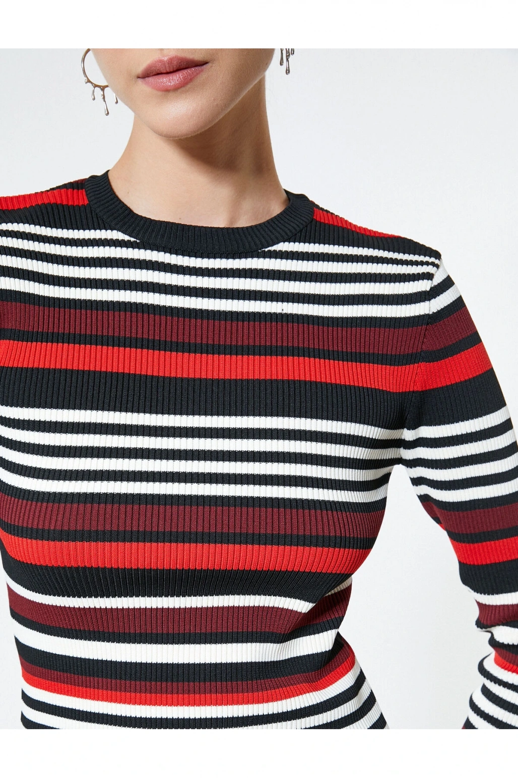 Triko Kazak Bisiklet Yaka Uzun Kollu Fitilli