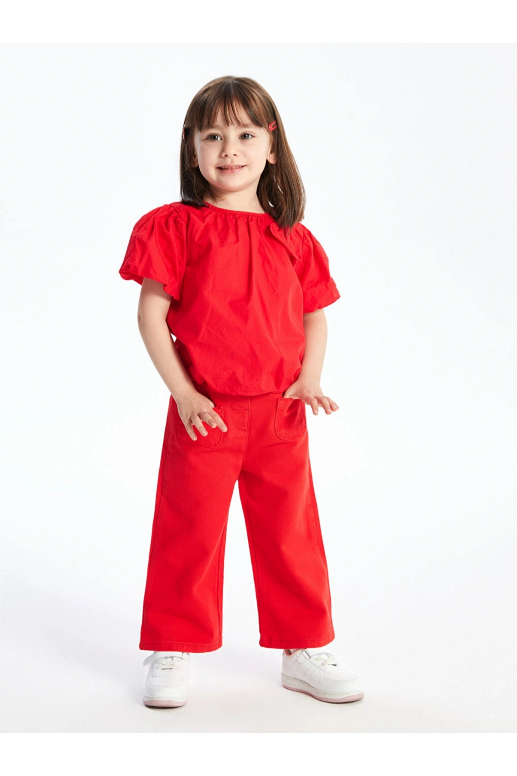 Basic Geniş Paça Gabardin Kız Bebek Pantolon