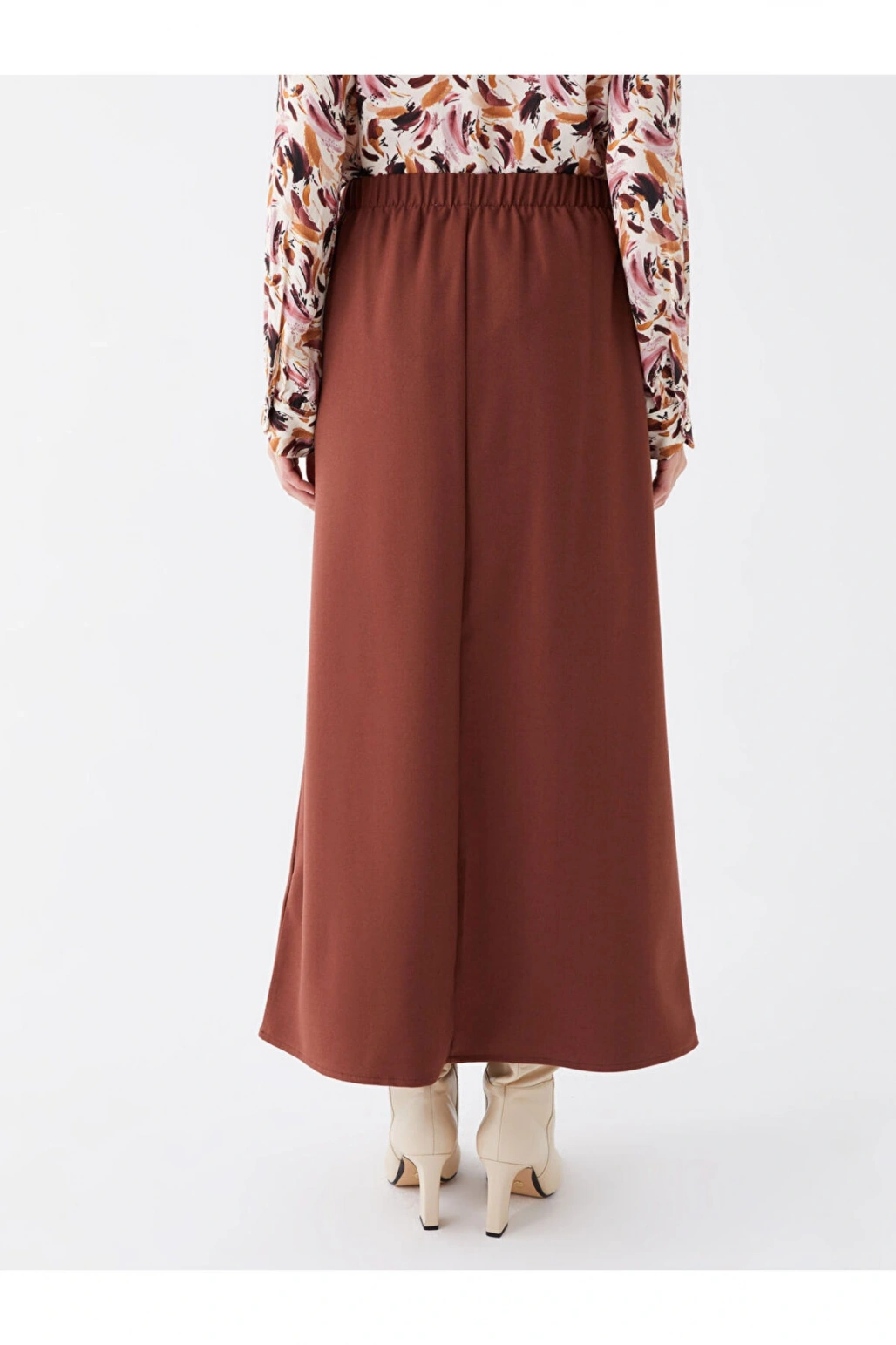 Kadın Beli Lastikli Düz Etek