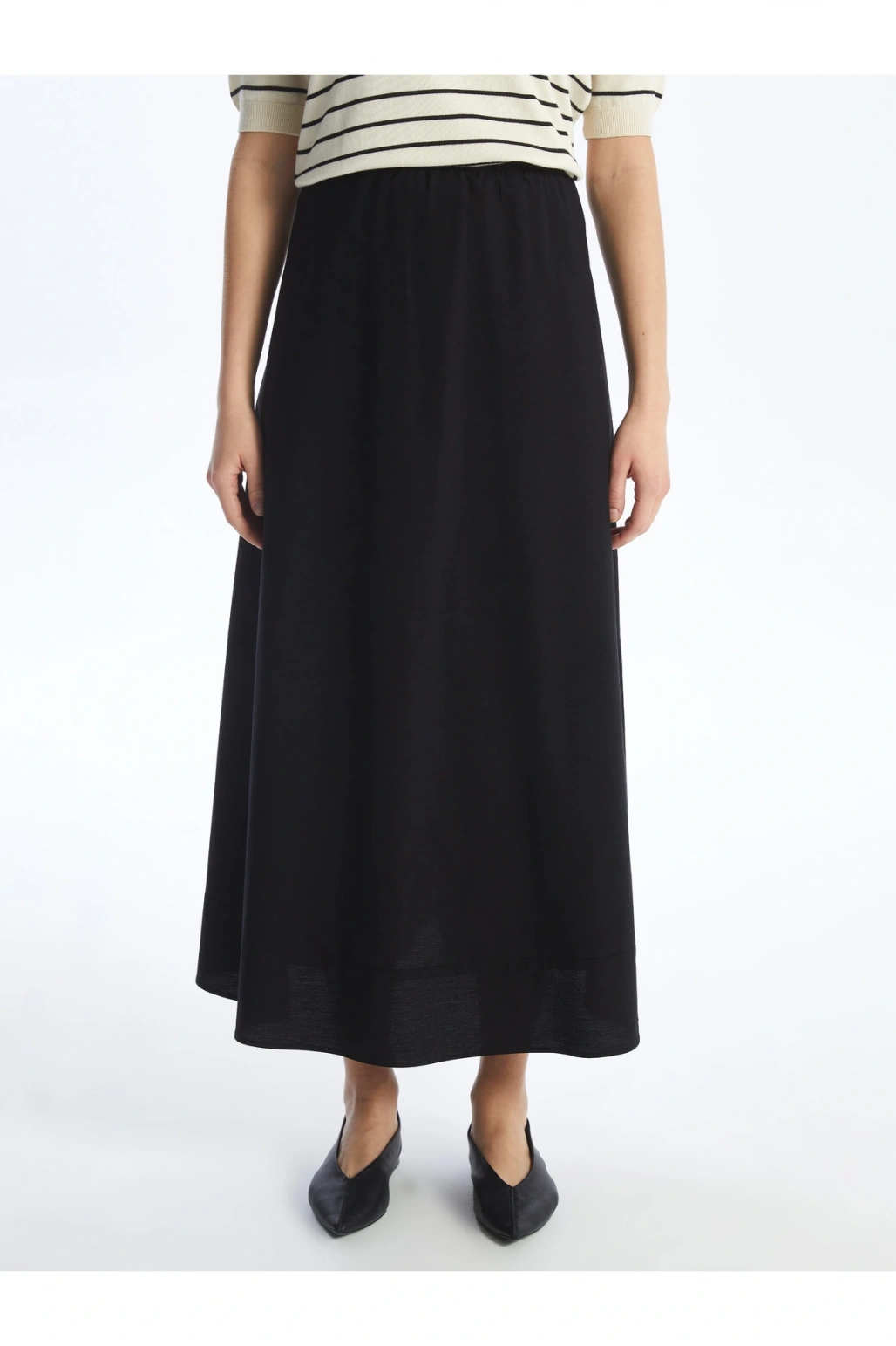 Kadın Beli Lastikli Düz Etek