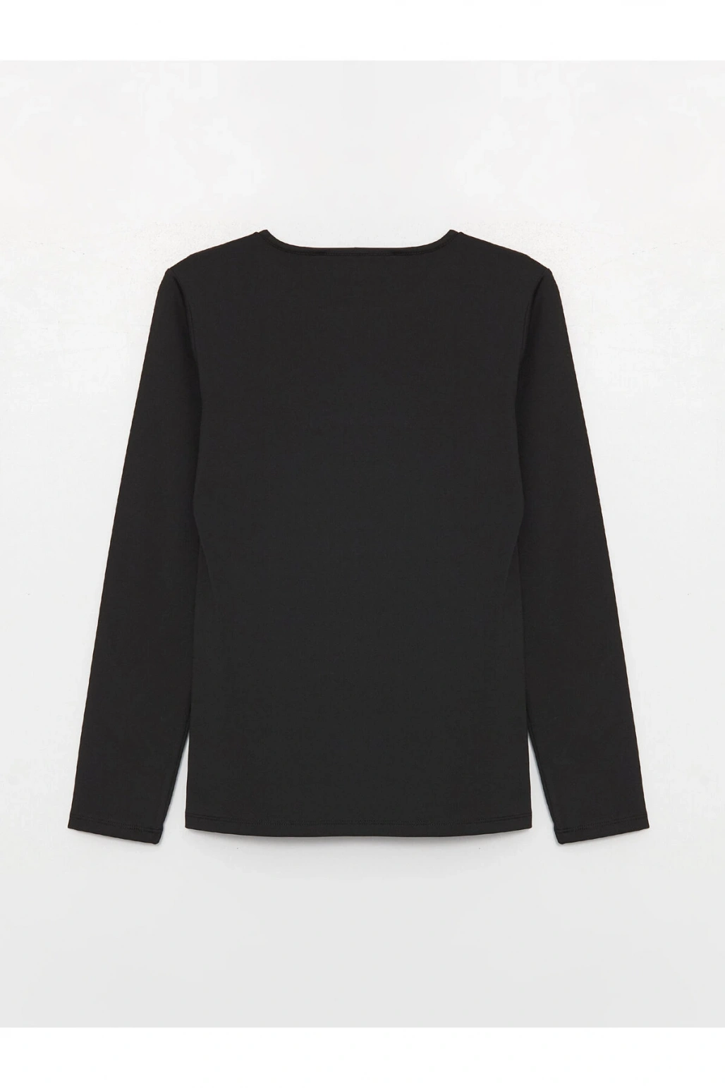 Bisiklet Yaka Düz Uzun Kollu Kadın Tişört