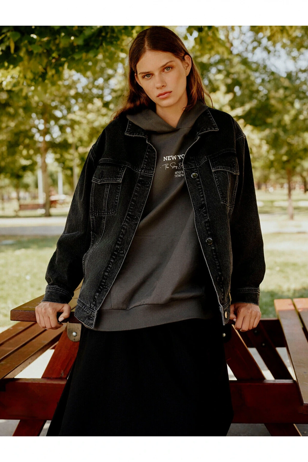 Lcw Gömlek Yaka Oversize Kadın Jean Ceket