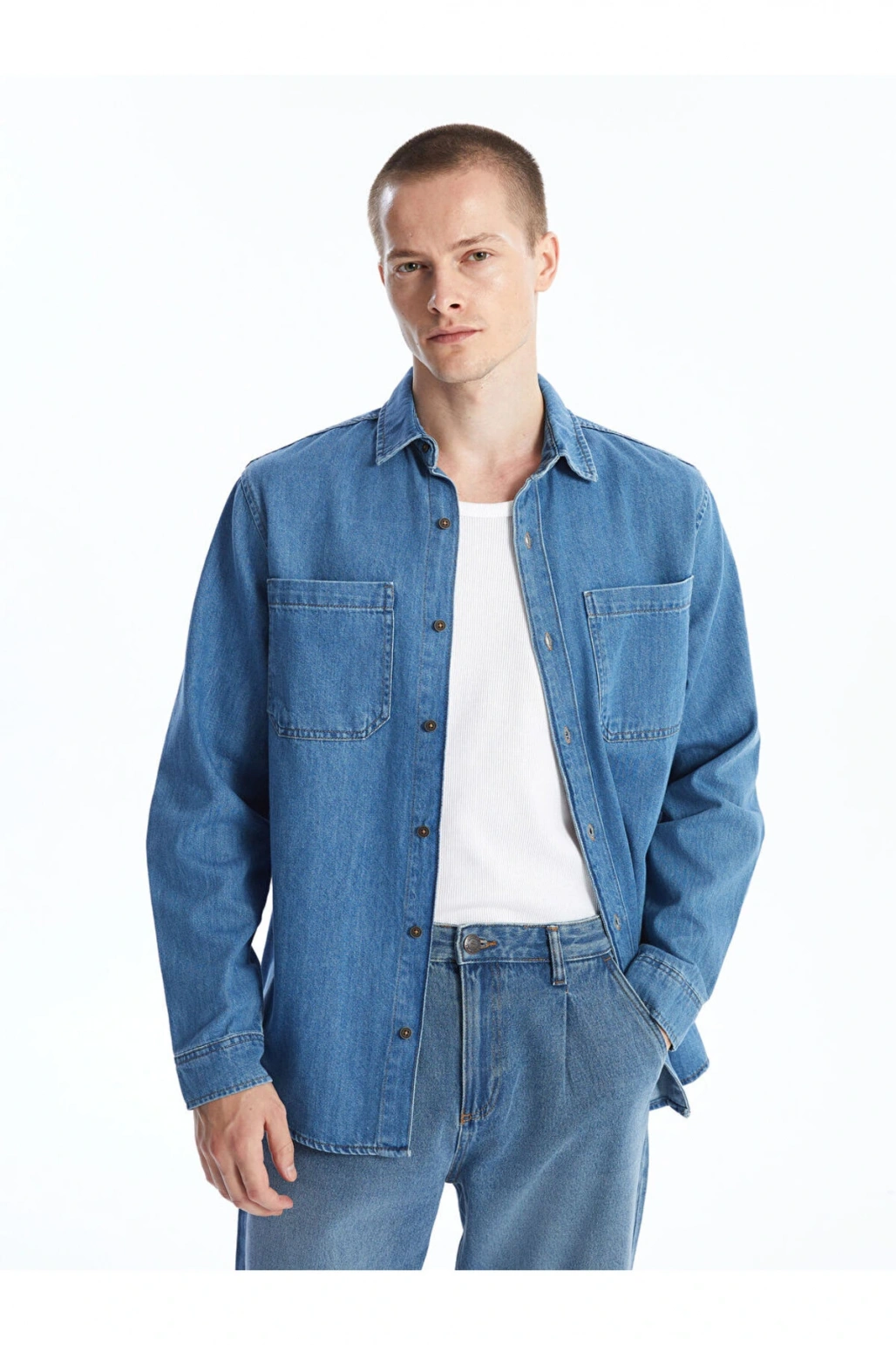 LCW Regular Fit Uzun Kollu Erkek Jean Gömlek