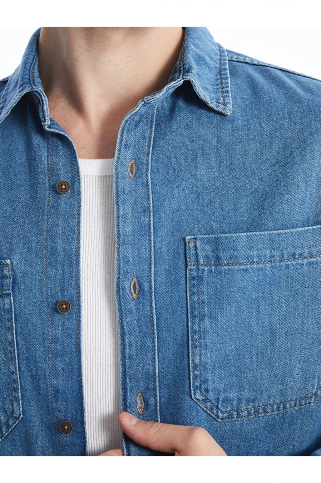 LCW Regular Fit Uzun Kollu Erkek Jean Gömlek