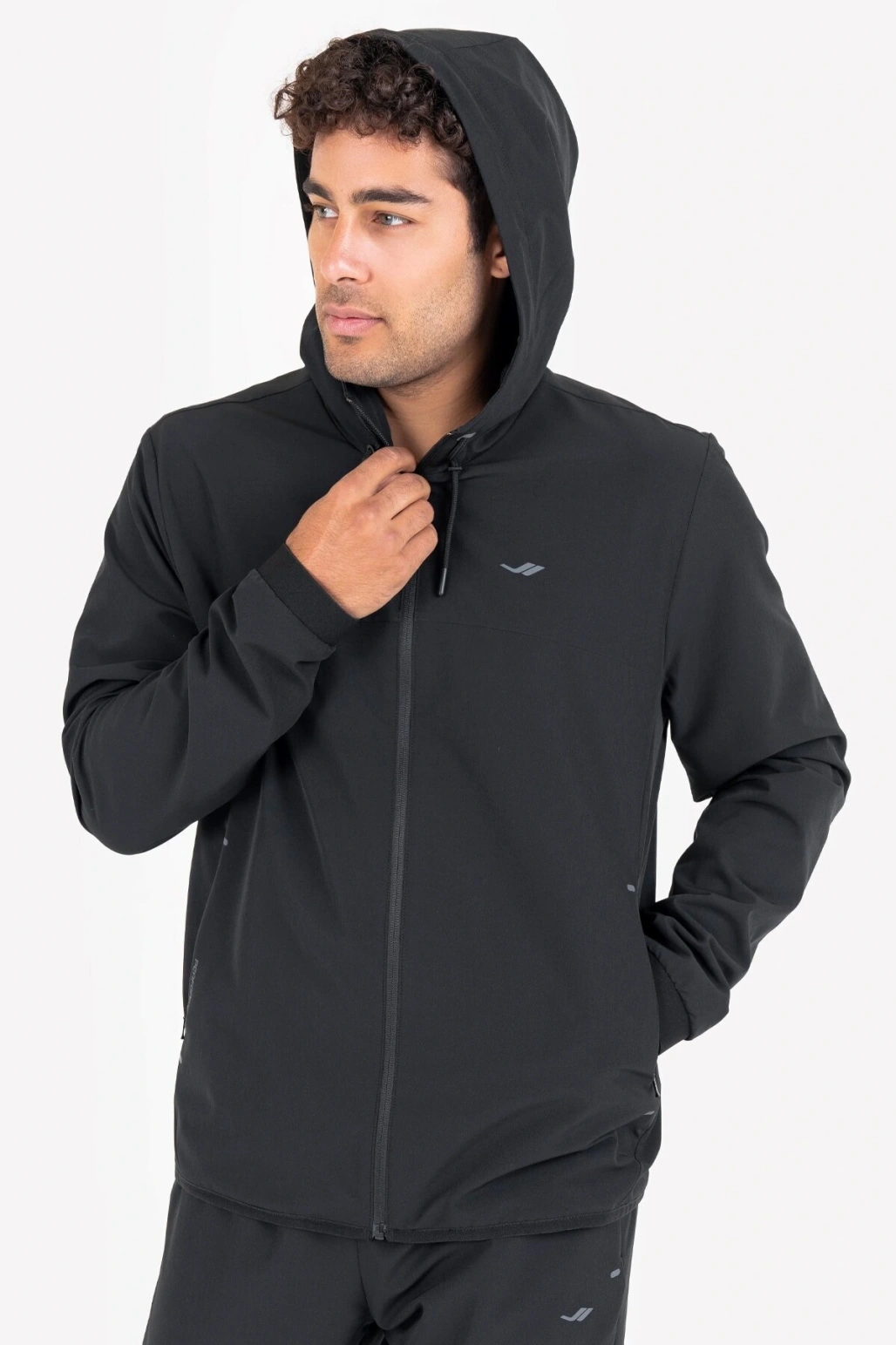 Siyah Erkek Fermuarlı Kapüşonlu Sweatshirt 23n-1148