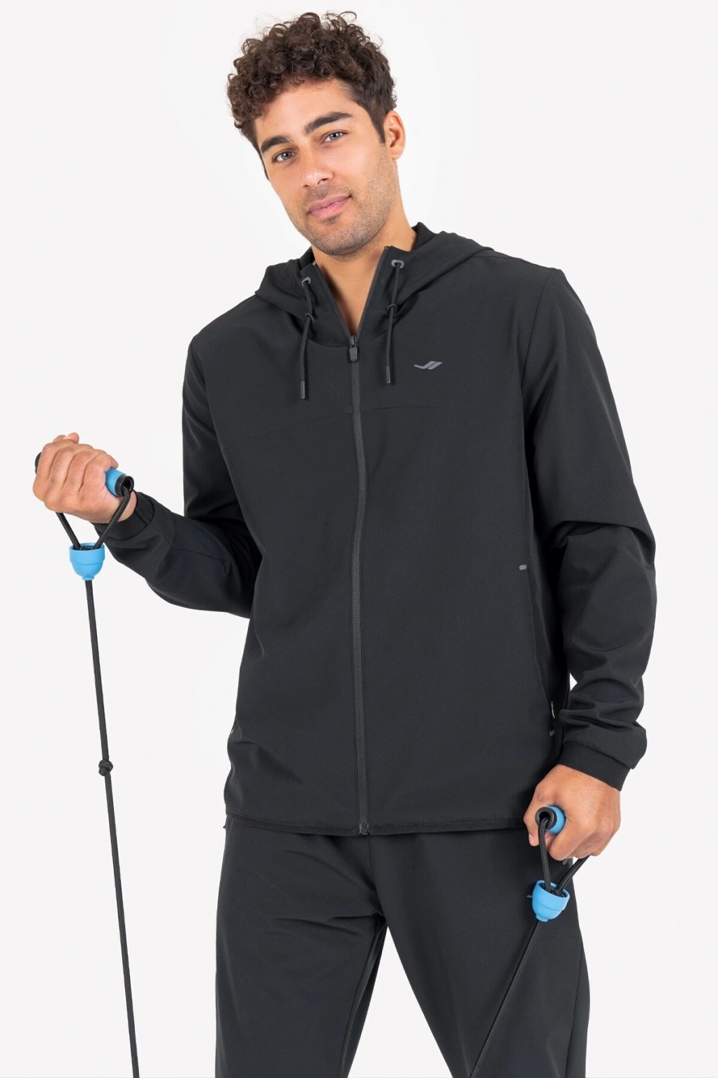 Siyah Erkek Fermuarlı Kapüşonlu Sweatshirt 23n-1148